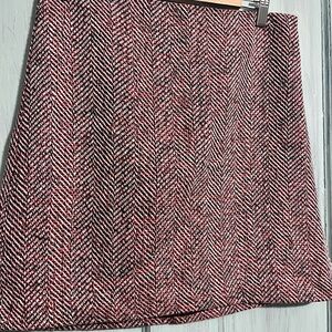 LOFT Red and Black Herringbone Mini Skirt